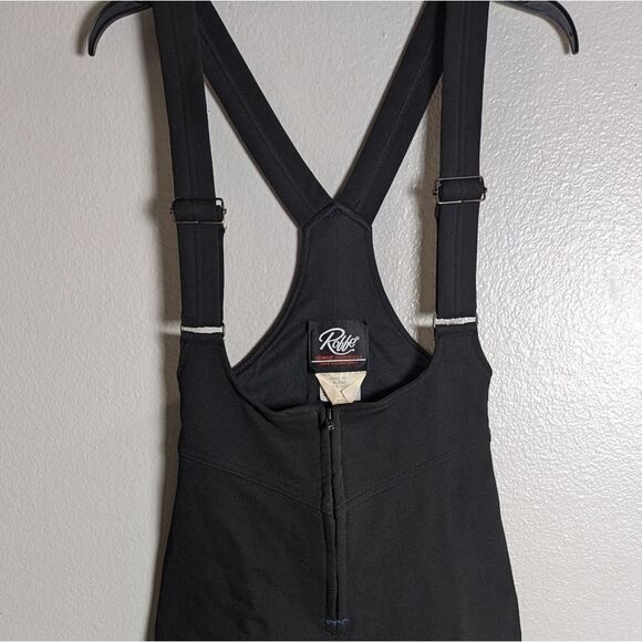 Vintage 90s Roffe Black Wool Blend Bib Ski Stirrup Leggings Pants Women's 10 - Picture 6 of 7